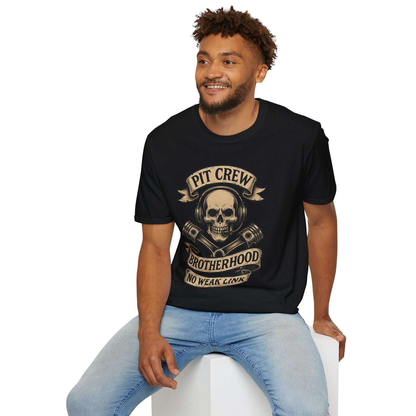 Brotherhood Mind Unisex Softstyle T-Shirt, Casual Tee, Gift for Him, Car Enthusiast Shirt, NASCAR, Pit Crew