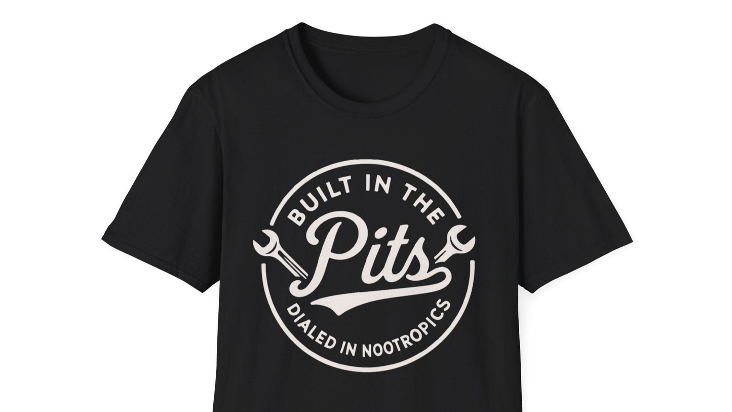 Built in the Pits Unisex Softstyle T-Shirt, Casual Tee, Gift for Him, Car Enthusiast Shirt, NASCAR, Pit Crew, Racing