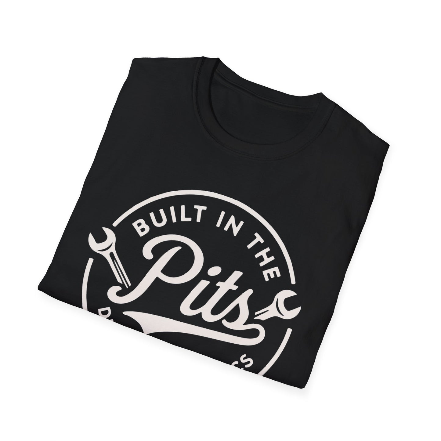 Built in the Pits Unisex Softstyle T-Shirt, Casual Tee, Gift for Him, Car Enthusiast Shirt, NASCAR, Pit Crew, Racing