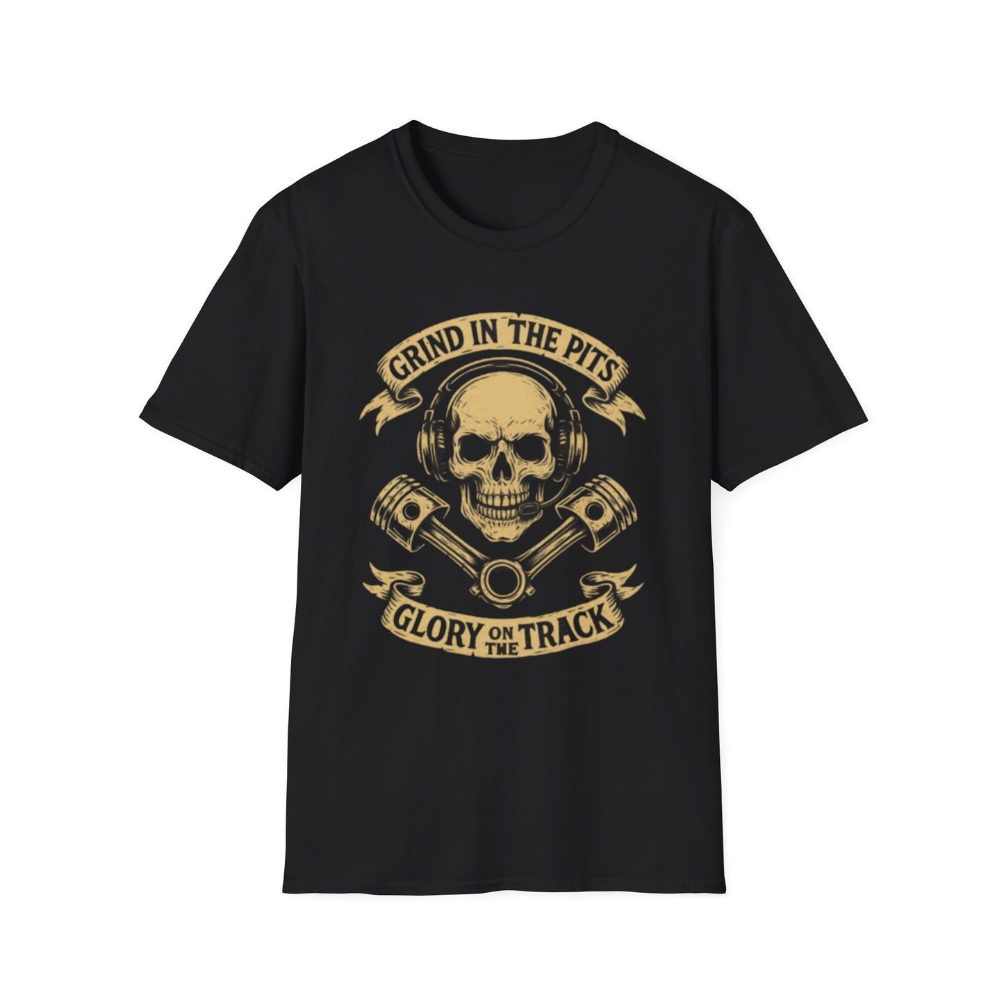 Grind in the Pits Unisex Softstyle T-Shirt, Casual Tee, Gift for Him, Car Enthusiast Shirt, NASCAR, Pit Crew