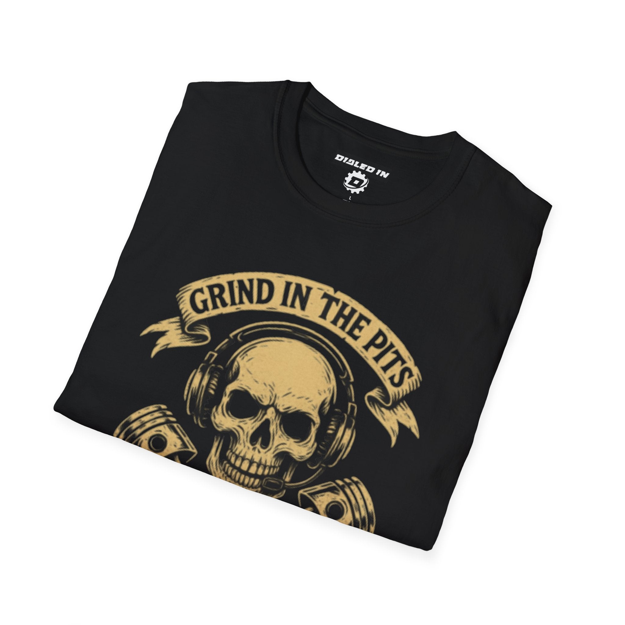 Dialed In “Grind in the Pits” Tee | Motorsports Pit Crew Graphic Shirt