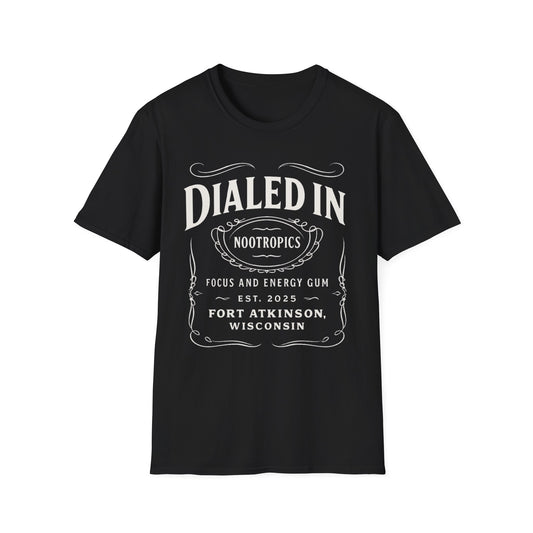 Dialed In Nootropics Unisex Softstyle T-Shirt, Casual Tee, Gift for Him, Car Enthusiast Shirt, NASCAR, Pit Crew, Racing