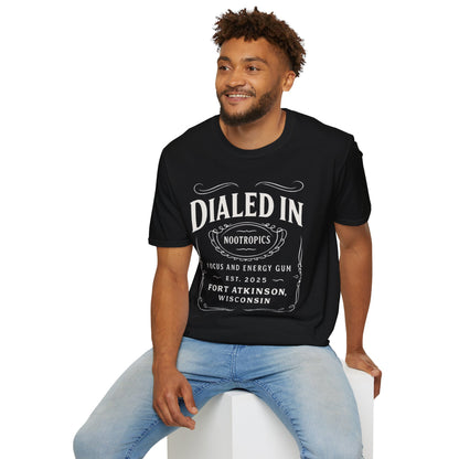 Dialed In Nootropics Unisex Softstyle T-Shirt, Casual Tee, Gift for Him, Car Enthusiast Shirt, NASCAR, Pit Crew, Racing
