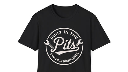 Built in the Pits Unisex Softstyle T-Shirt, Casual Tee, Gift for Him, Car Enthusiast Shirt, NASCAR, Pit Crew, Racing